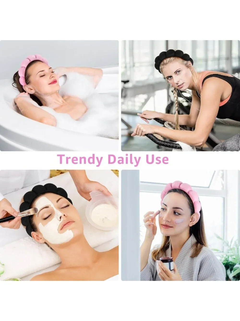 Set of 2 Spa Headbands for Face Washing & Skincare - Terry Cloth Makeup Wash